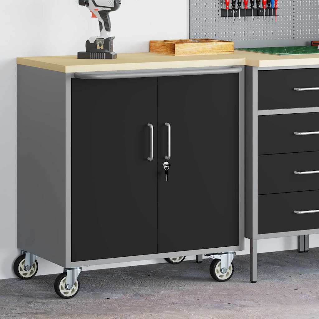 Trolley Rolling Workbench Schwarz und Grau 75 x 45 x 85 cm