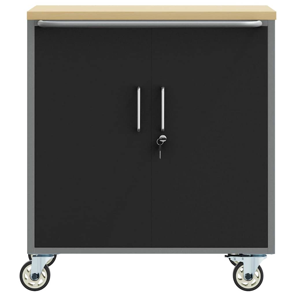 Trolley Rolling Workbench Schwarz und Grau 75 x 45 x 85 cm