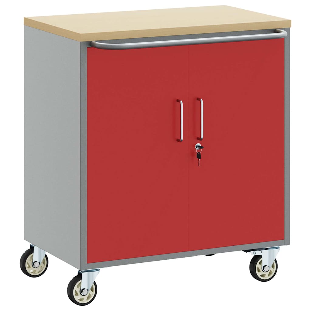 Trolley Rolling Workbench Mit Rad Rot und Grau 75 x 45 x 85 cm
