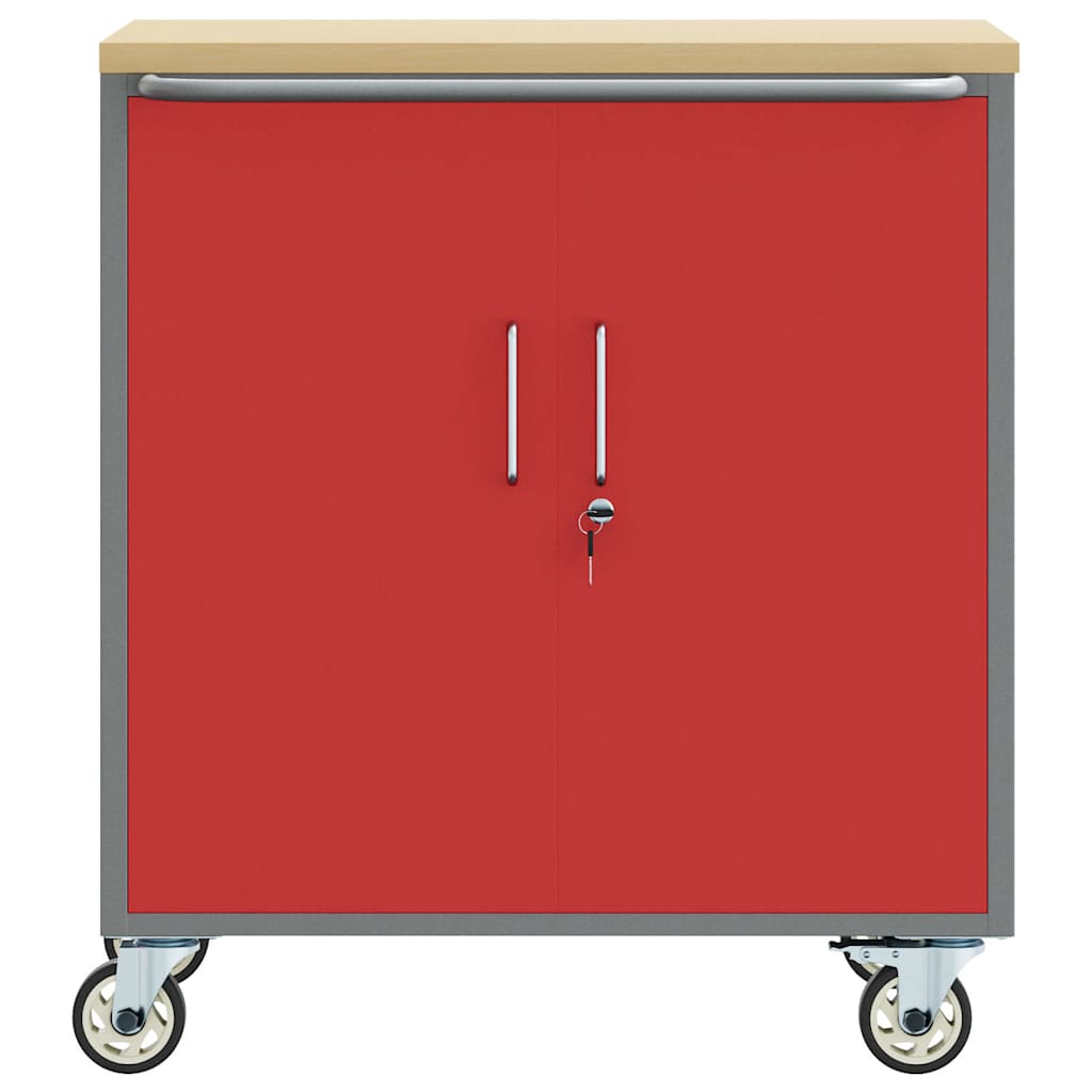 Trolley Rolling Workbench Mit Rad Rot und Grau 75 x 45 x 85 cm
