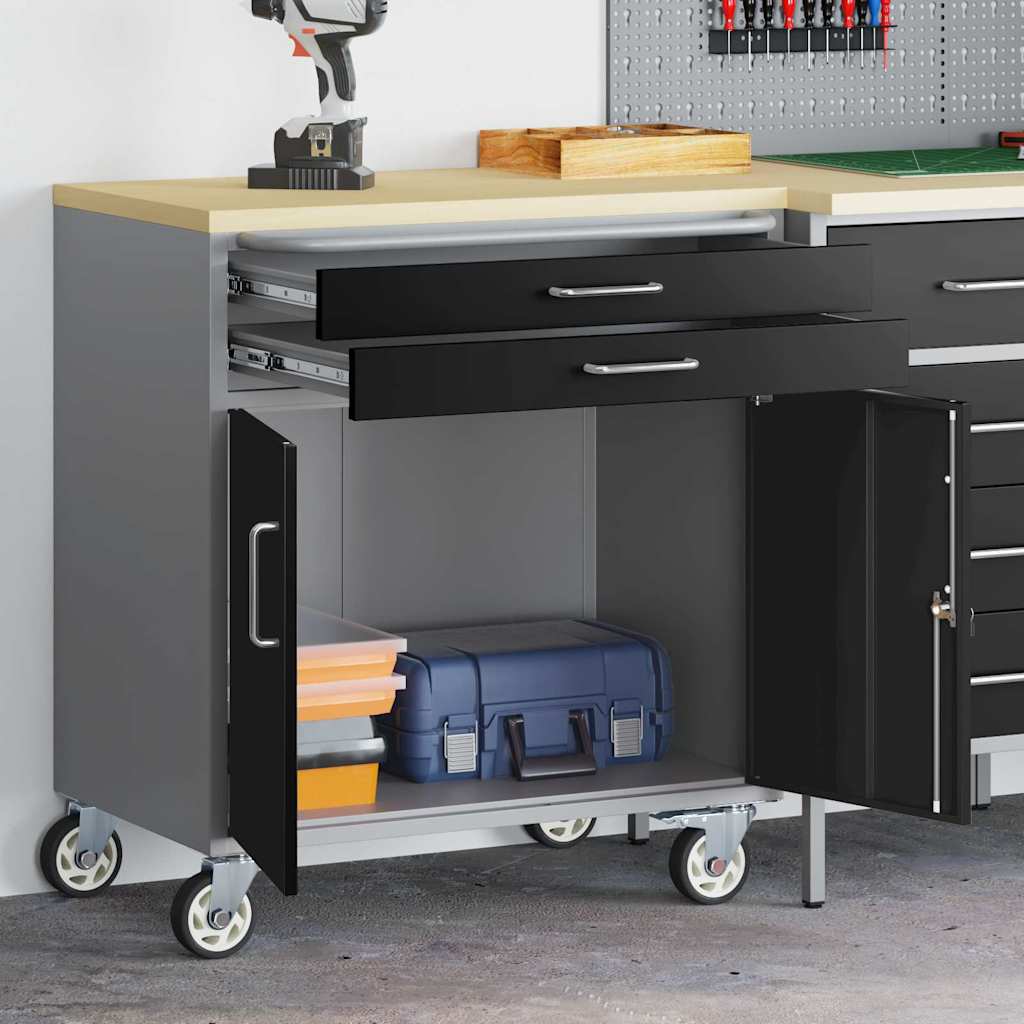 Trolley Rolling Workbench Schwarz und Grau 75 x 45 x 85 cm