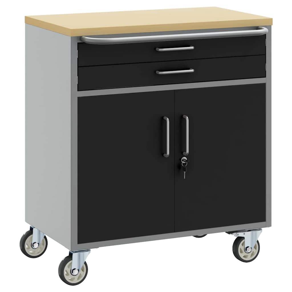 Trolley Rolling Workbench Schwarz und Grau 75 x 45 x 85 cm