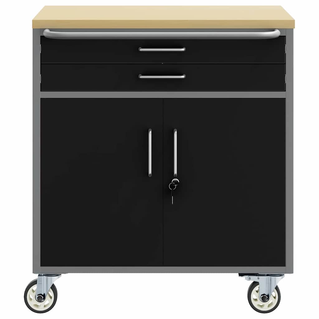 Trolley Rolling Workbench Schwarz und Grau 75 x 45 x 85 cm