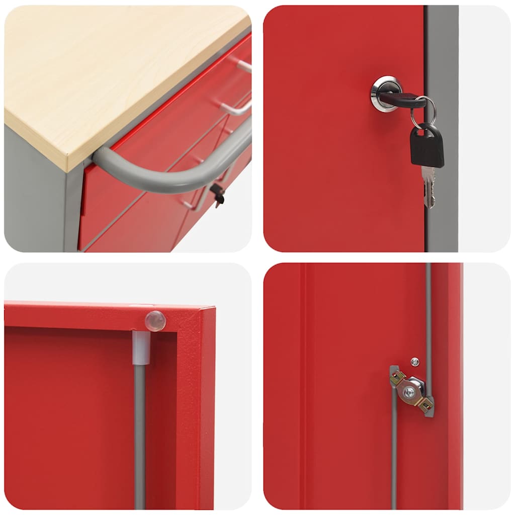 Trolley Rolling Workbench Mit Rad Rot und Grau 75 x 45 x 85 cm
