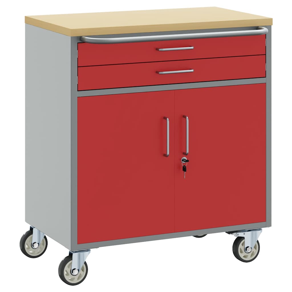 Trolley Rolling Workbench Mit Rad Rot und Grau 75 x 45 x 85 cm
