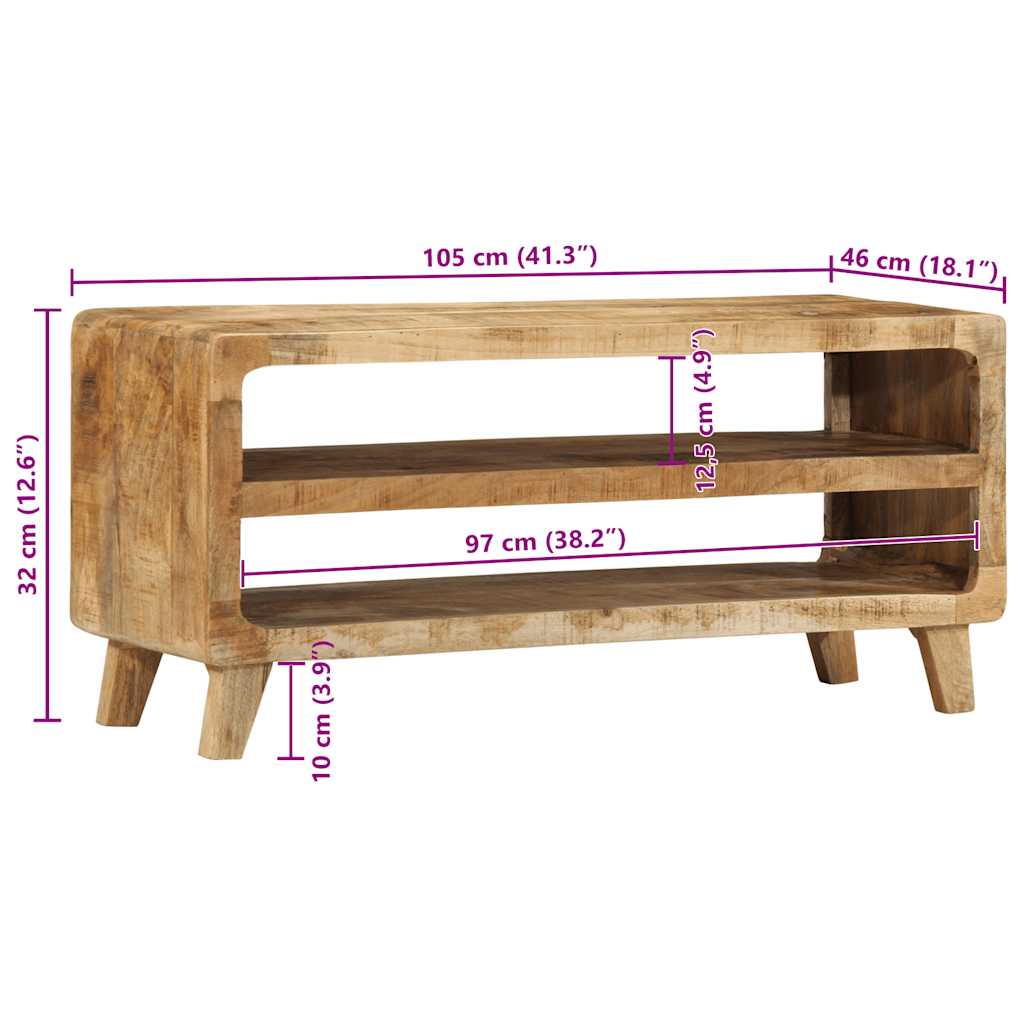 TV-Schrank 105x46x32 cm Raues Massivholz Mango