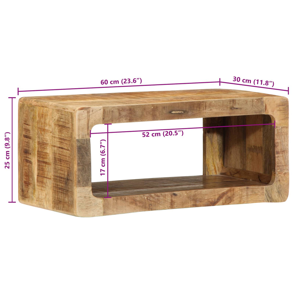 TV-Wandschrank 60x30x25 cm Raues Massives Mangoholz