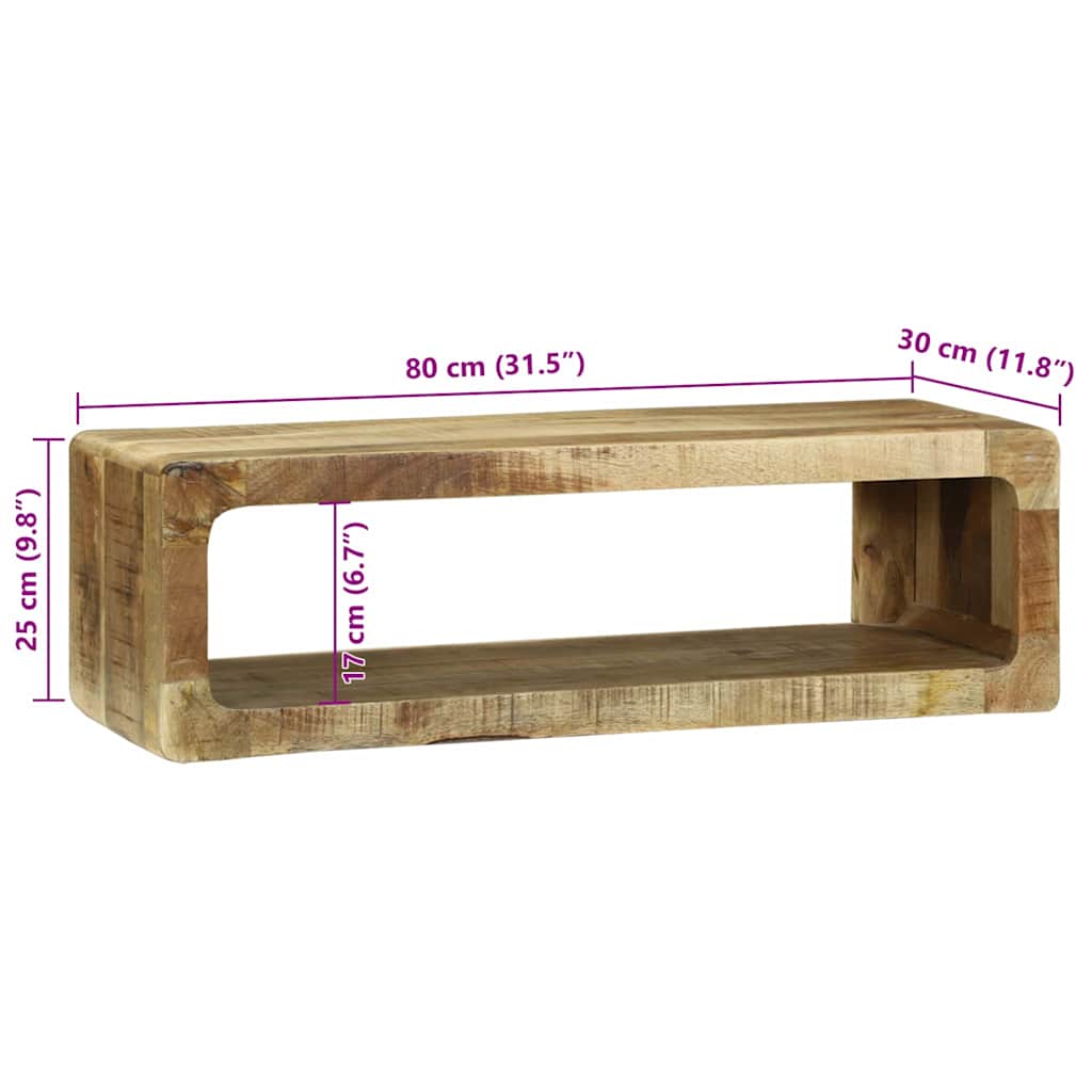 TV-Schränk mit Regal Braun 80 x 30 x 25 cm Massivholz Mango