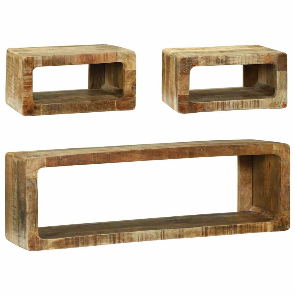 TV-Schrankset mit Regal 3 pcs Braun Massivholz Mango