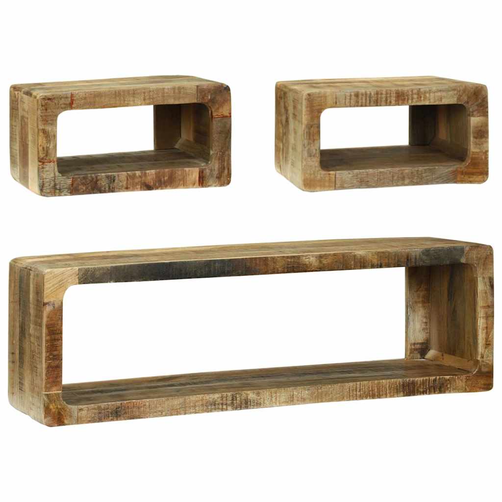 TV-Schrankset mit Regal 3 pcs Braun Massivholz Mango