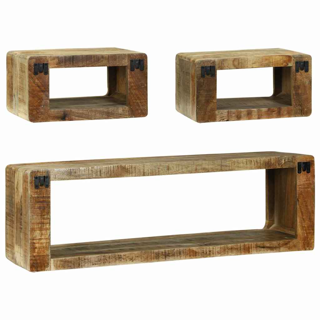 TV-Schrankset mit Regal 3 pcs Braun Massivholz Mango