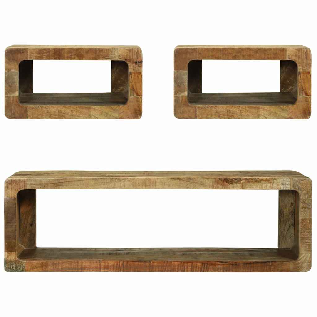 TV-Schrankset mit Regal 3 pcs Braun Massivholz Mango