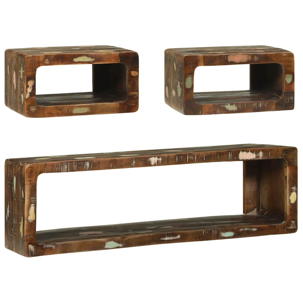 TV-Schrankset mit Regal 3 pcs Mehrfarbig Massivholz Altholz
