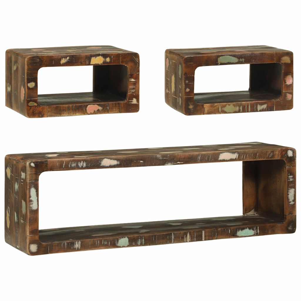 TV-Schrankset mit Regal 3 pcs Mehrfarbig Massivholz Altholz