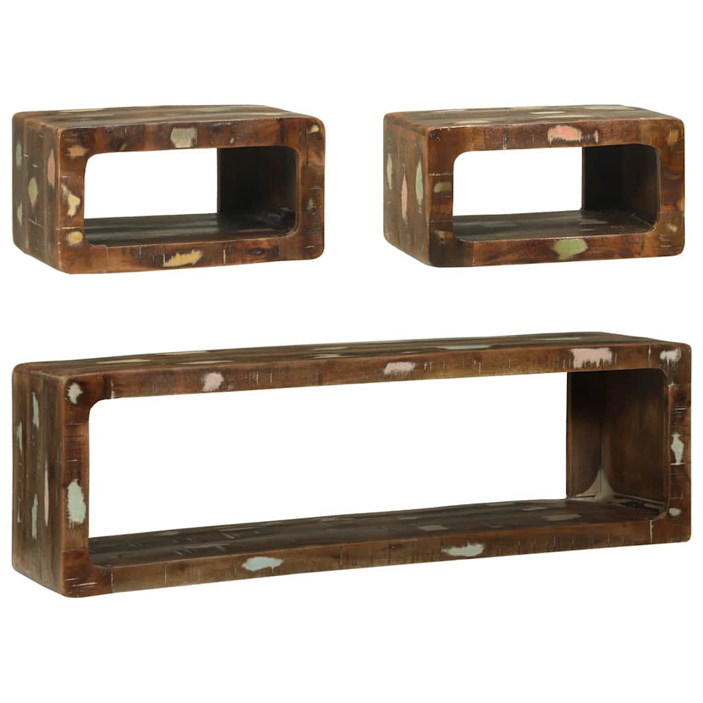 TV-Schrankset mit Regal 3 pcs Mehrfarbig Massivholz Altholz