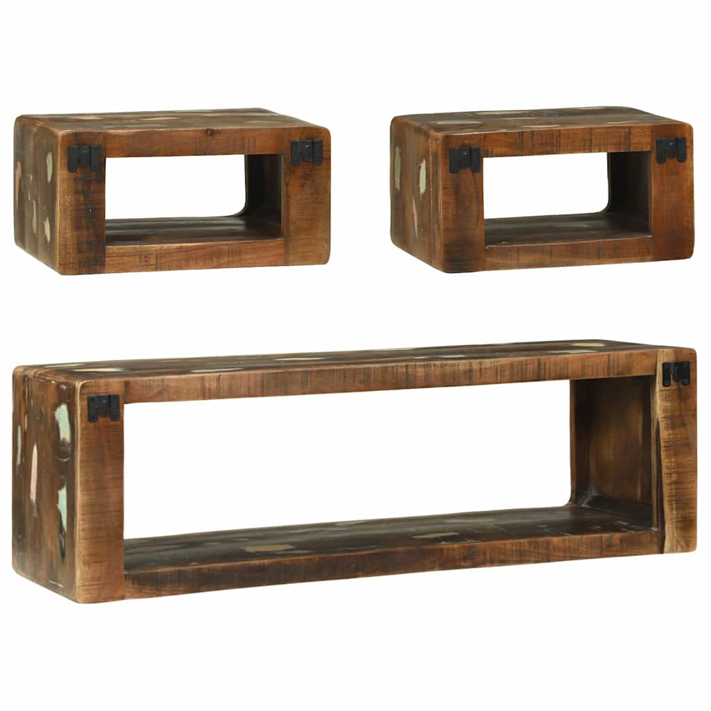 TV-Schrankset mit Regal 3 pcs Mehrfarbig Massivholz Altholz