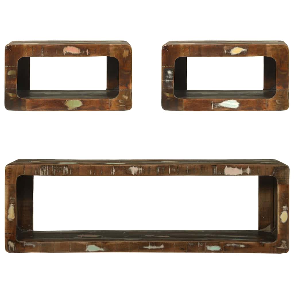 TV-Schrankset mit Regal 3 pcs Mehrfarbig Massivholz Altholz