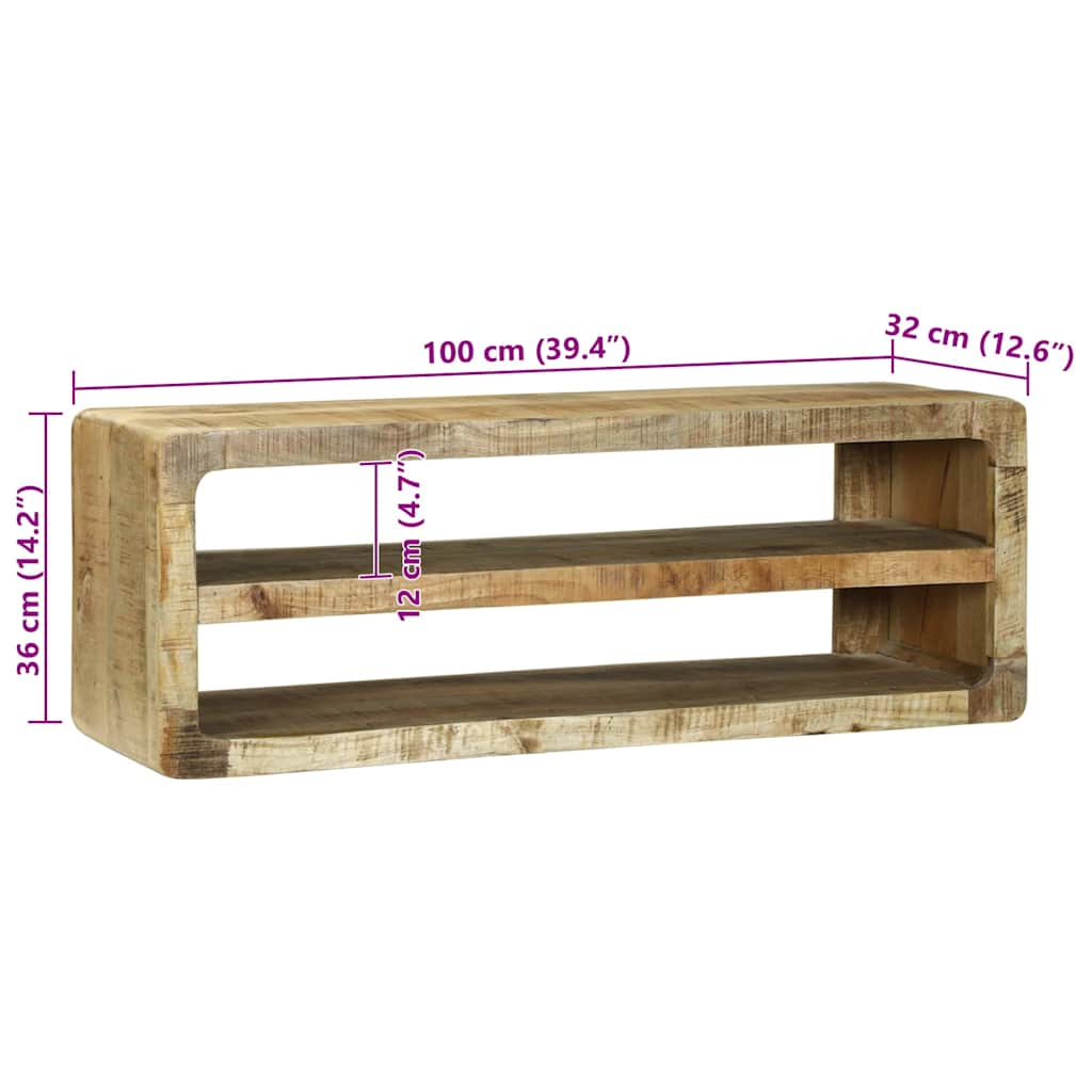 TV-Schränk mit Regal Braun 100 x 32 x 36 cm Massivholz Mango