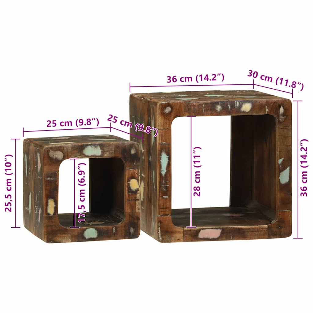 TV-Einheiten 2 pcs Mehrfarbig Massives upgecyceltes Holz