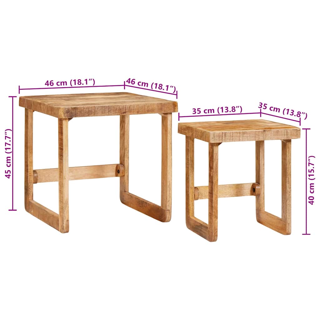 Satztische 2 pcs Braun 46 x 46 x 45 cm Massivholz Mango