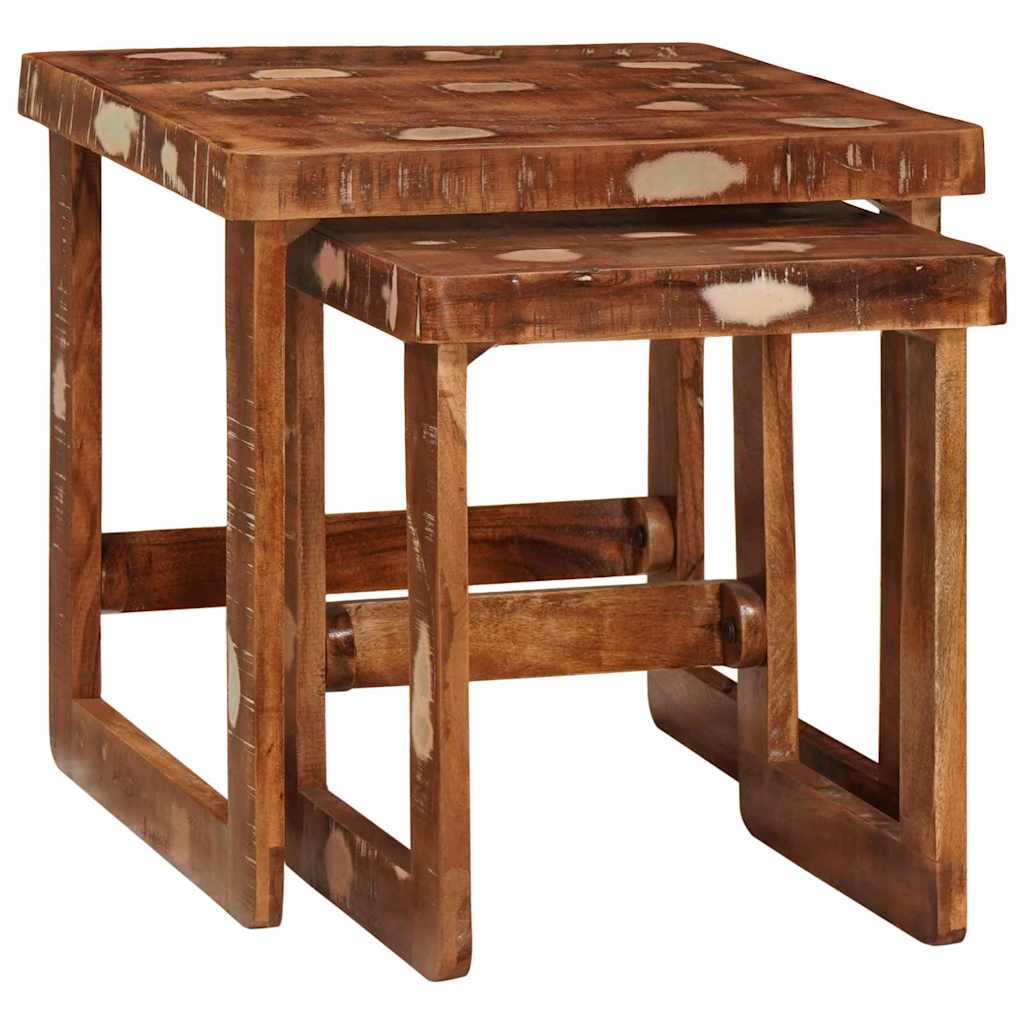 Satztische 2 pcs 46 x 46 x 45 cm Massives upgecyceltes Holz
