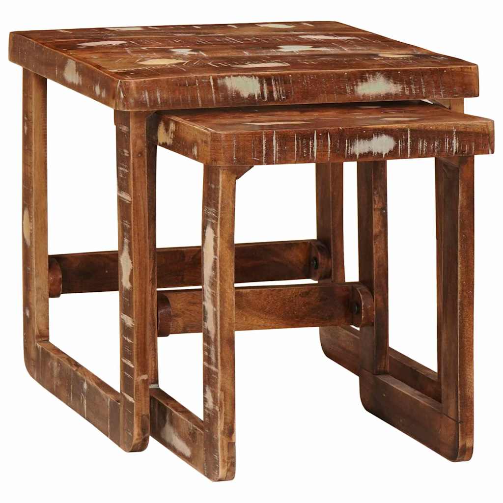 Satztische 2 pcs 46 x 46 x 45 cm Massives upgecyceltes Holz
