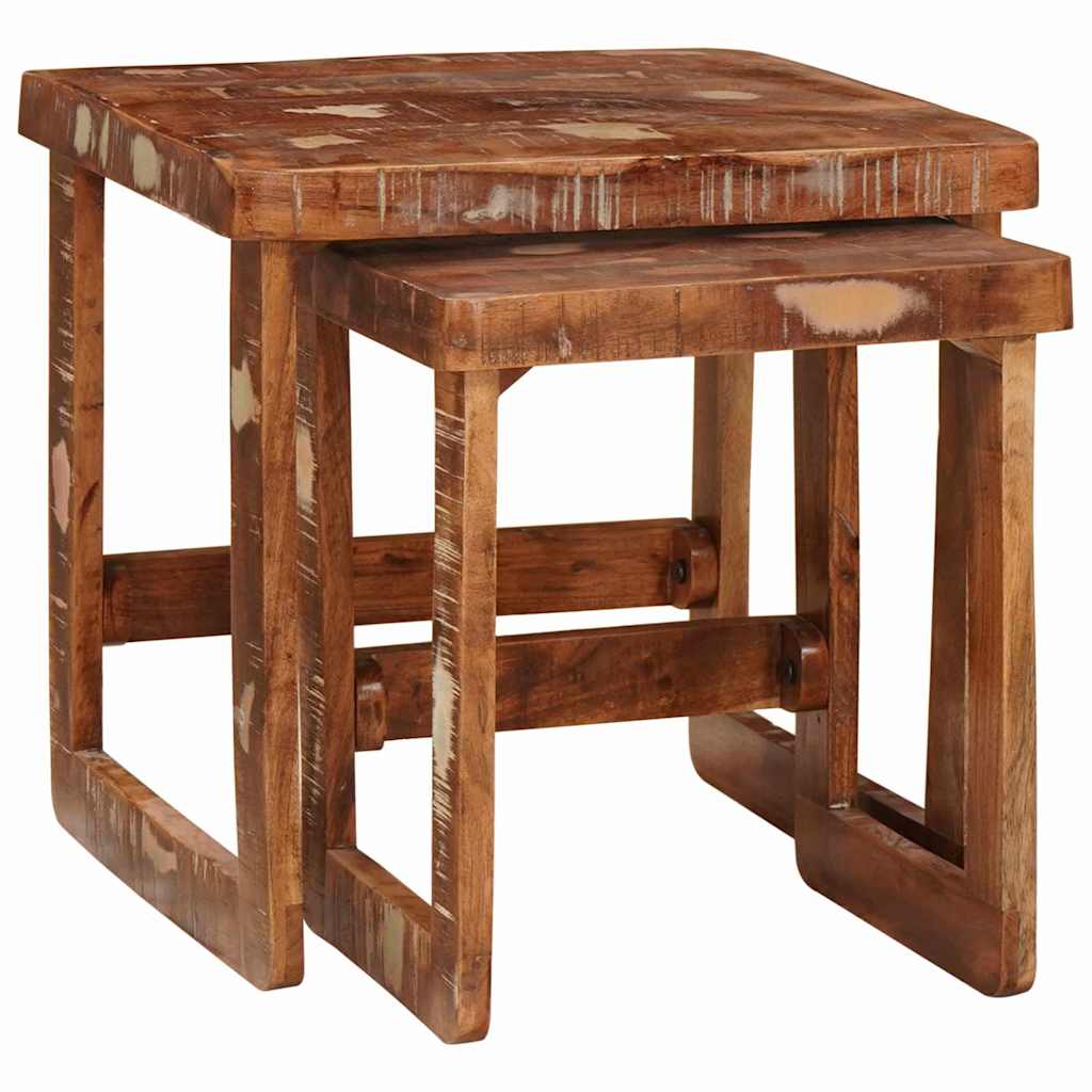 Satztische 2 pcs 46 x 46 x 45 cm Massives upgecyceltes Holz