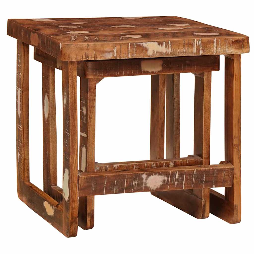 Satztische 2 pcs 46 x 46 x 45 cm Massives upgecyceltes Holz