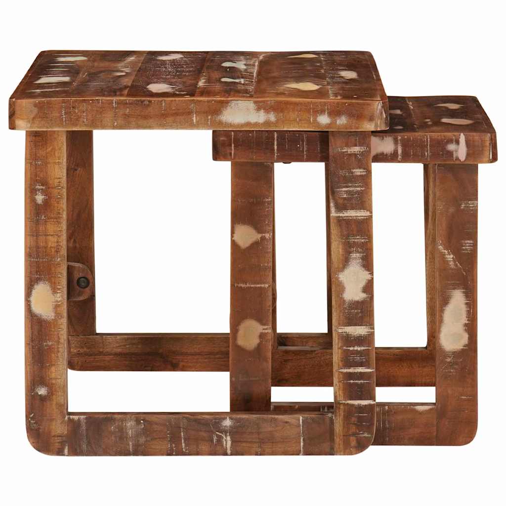 Satztische 2 pcs 46 x 46 x 45 cm Massives upgecyceltes Holz
