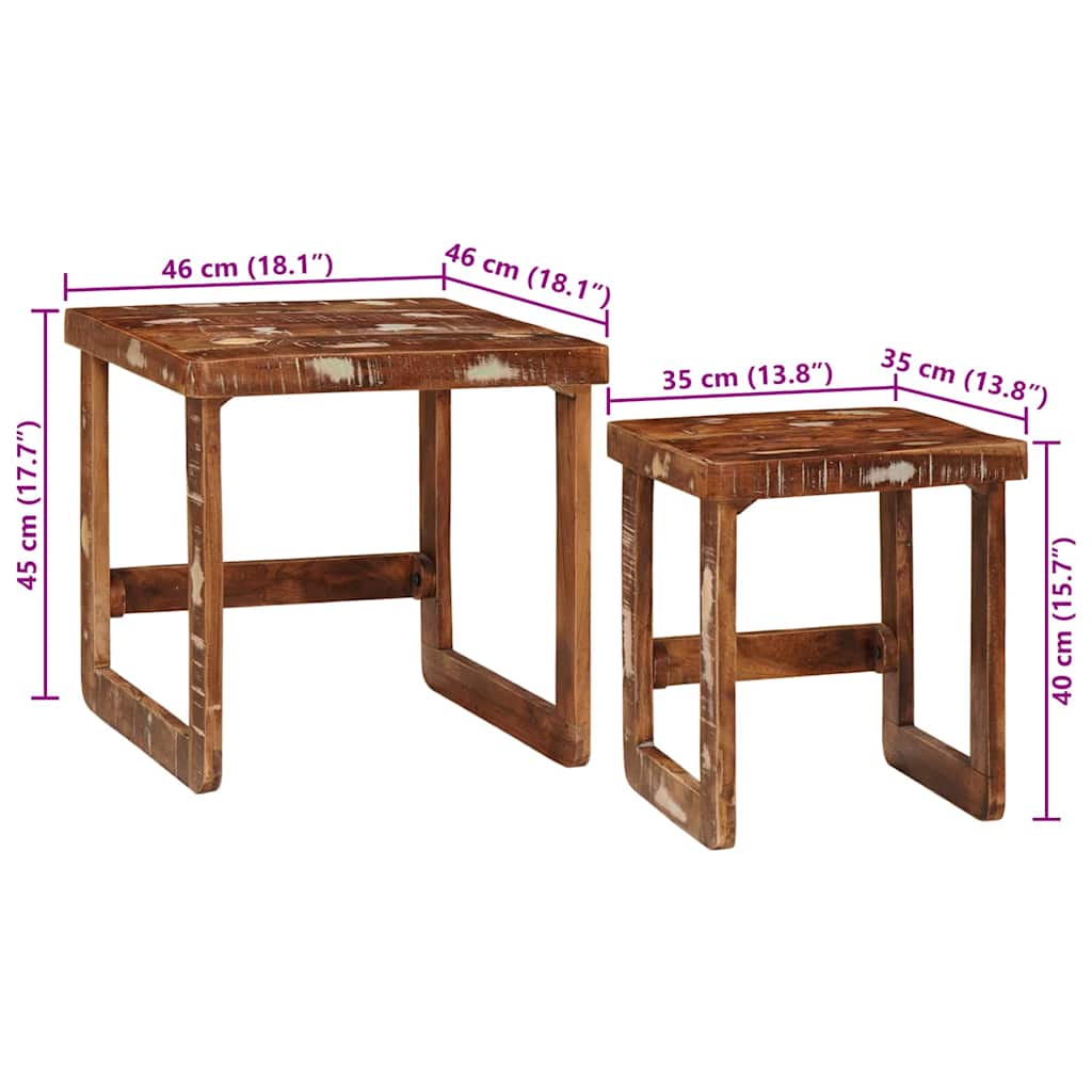Satztische 2 pcs 46 x 46 x 45 cm Massives upgecyceltes Holz