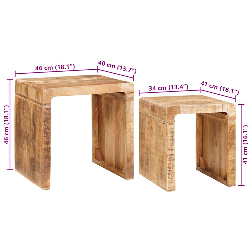 Satztische 2 pcs Braun 46 x 40 x 46 cm Massivholz Mango