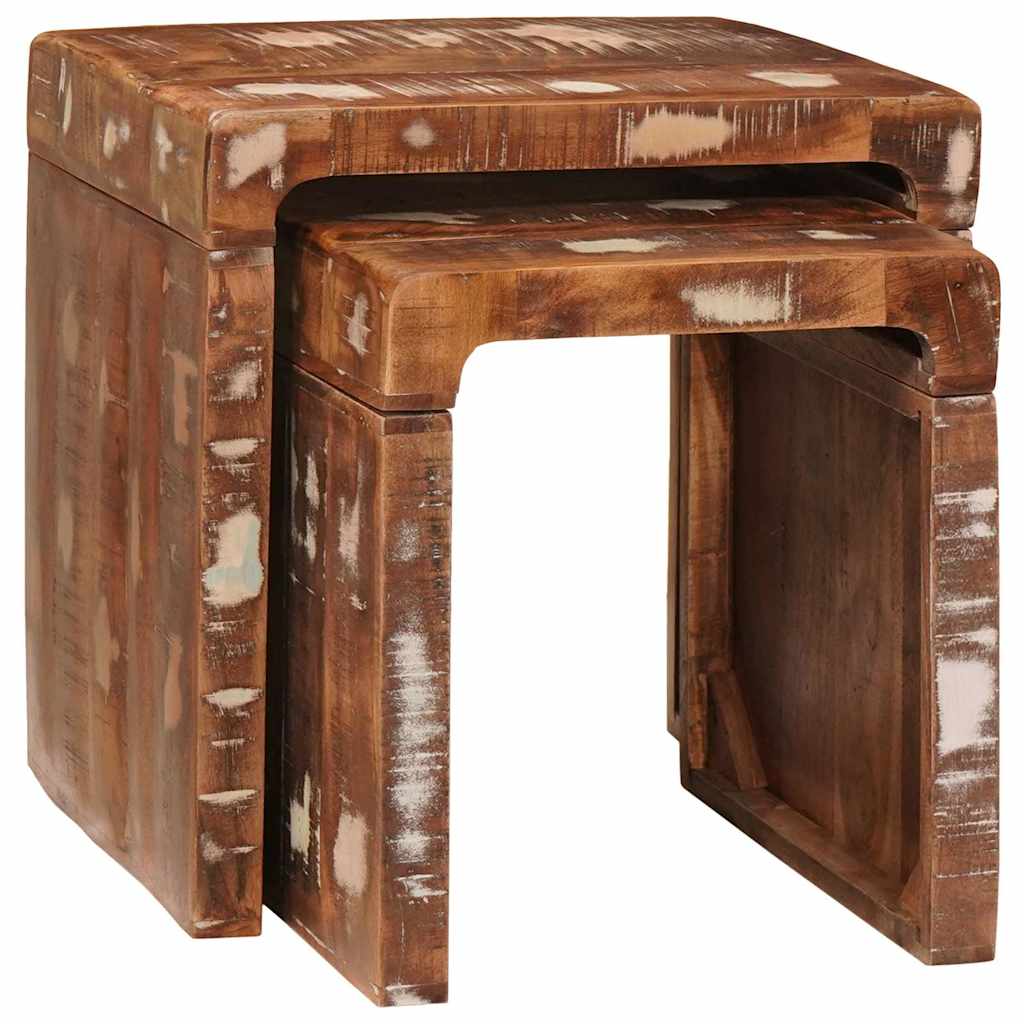 Satztische 2 pcs Braun Massives upgecyceltes Holz