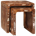 Satztische 2 pcs Braun Massives upgecyceltes Holz