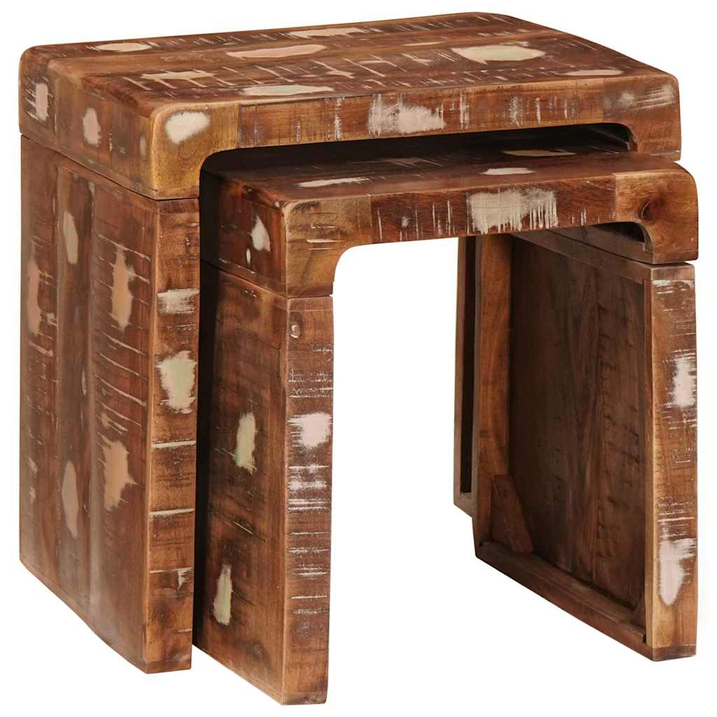 Satztische 2 pcs Braun Massives upgecyceltes Holz