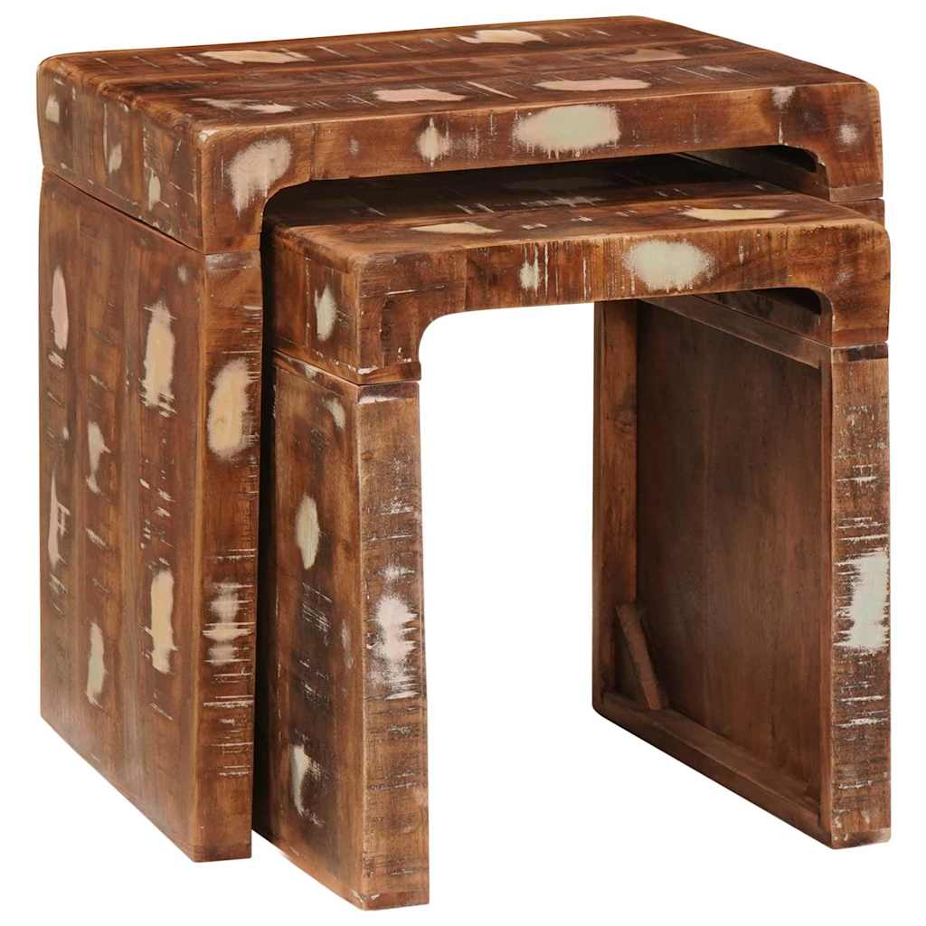 Satztische 2 pcs Braun Massives upgecyceltes Holz