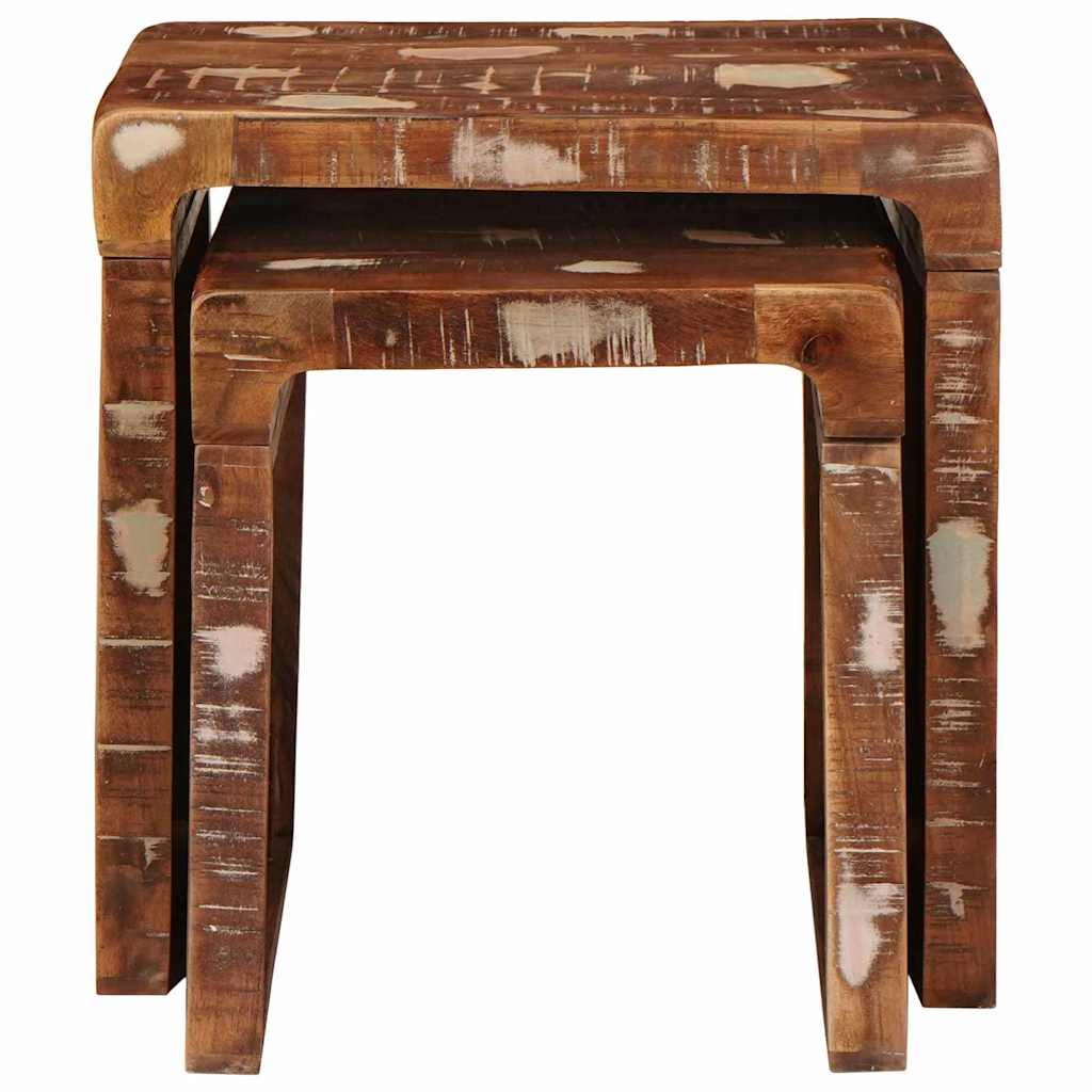 Satztische 2 pcs Braun Massives upgecyceltes Holz