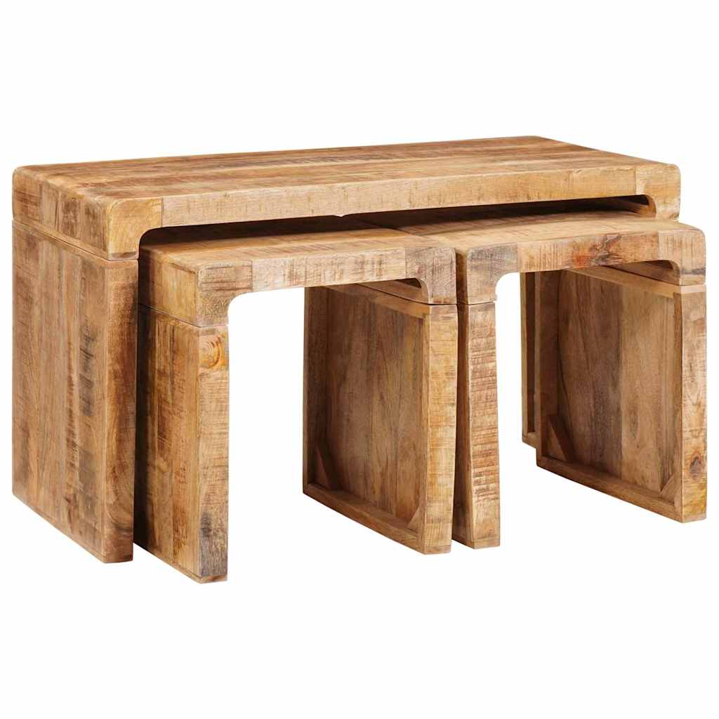 Nestingtisch 3 pcs Braun Massivholz Mango