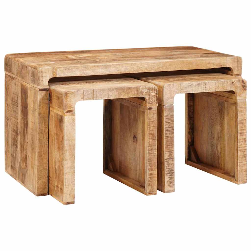 Nestingtisch 3 pcs Braun Massivholz Mango