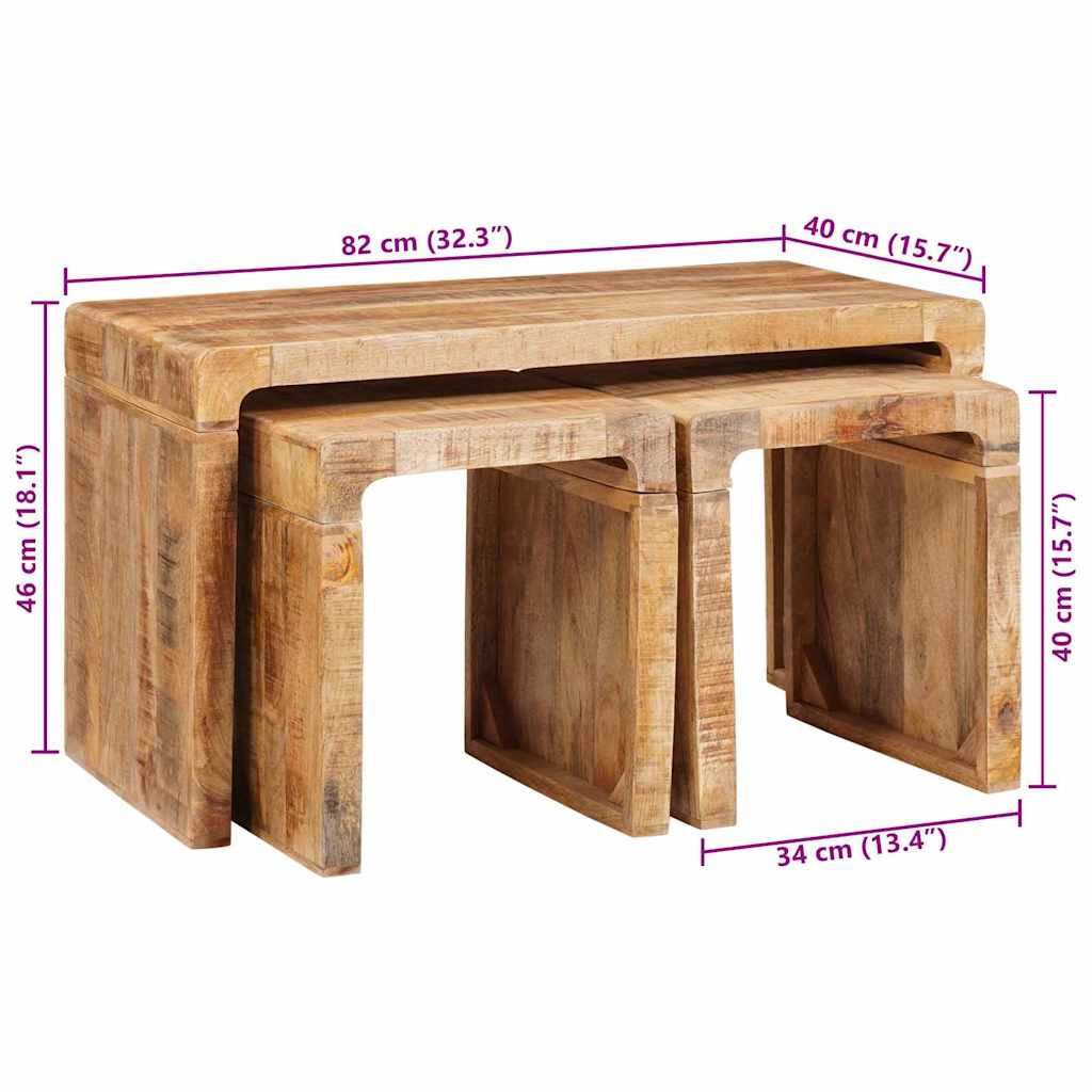Nestingtisch 3 pcs Braun Massivholz Mango