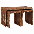 Nestingtisch 3 pcs Braun Massives upgecyceltes Holz