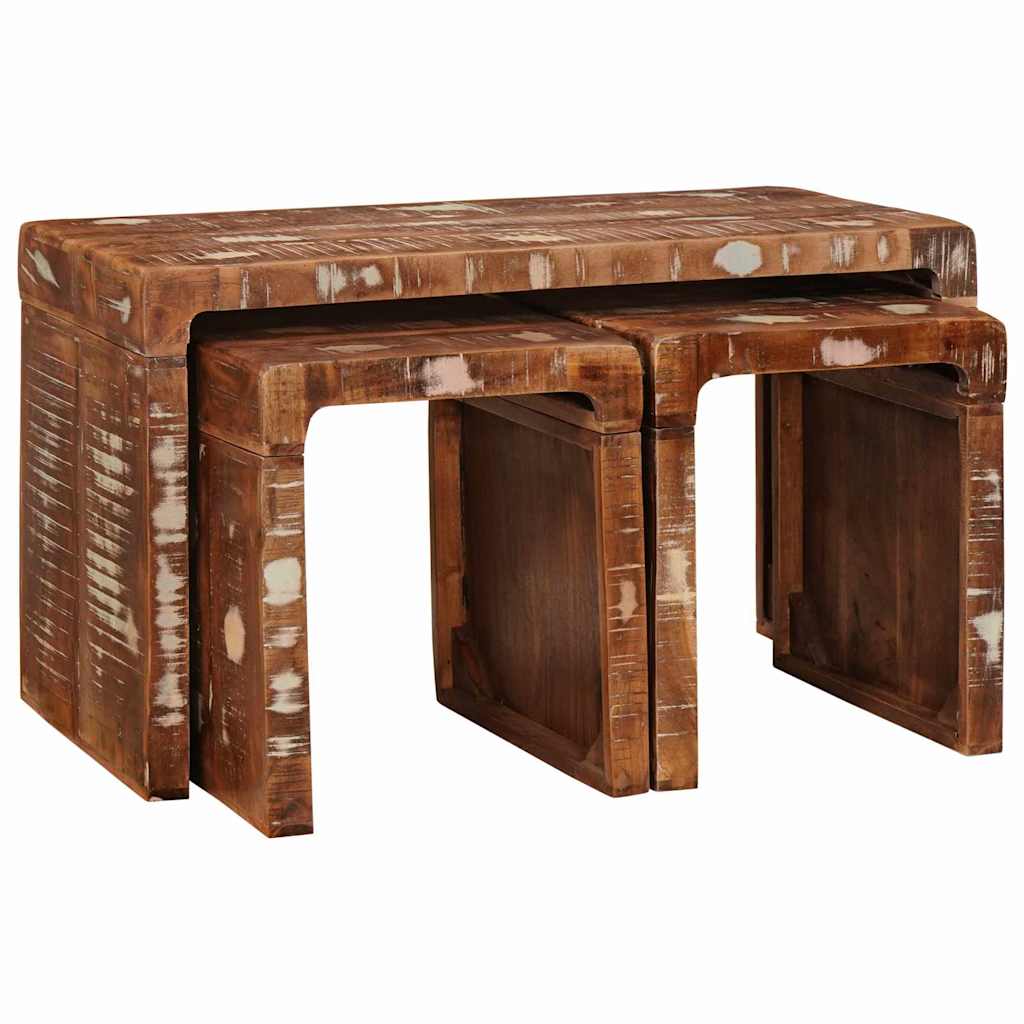 Nestingtisch 3 pcs Braun Massives upgecyceltes Holz