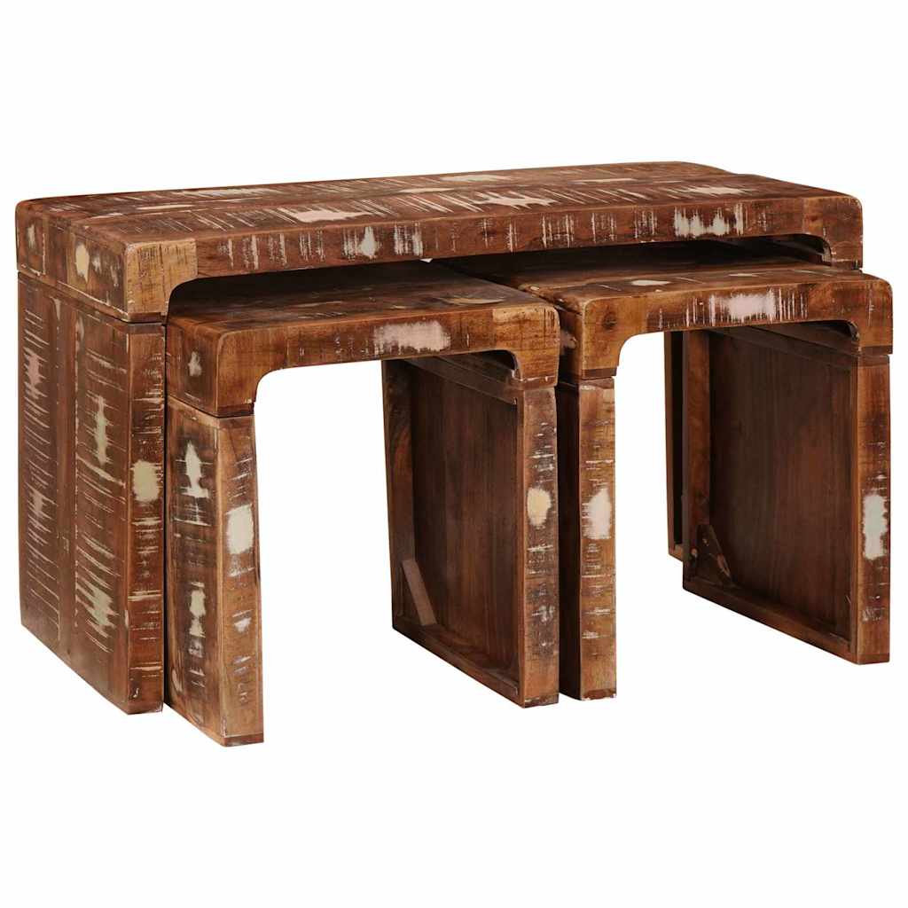 Nestingtisch 3 pcs Braun Massives upgecyceltes Holz