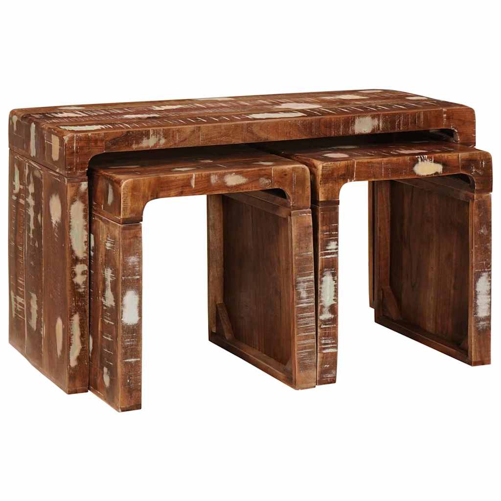 Nestingtisch 3 pcs Braun Massives upgecyceltes Holz