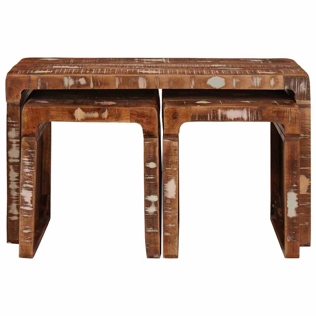 Nestingtisch 3 pcs Braun Massives upgecyceltes Holz