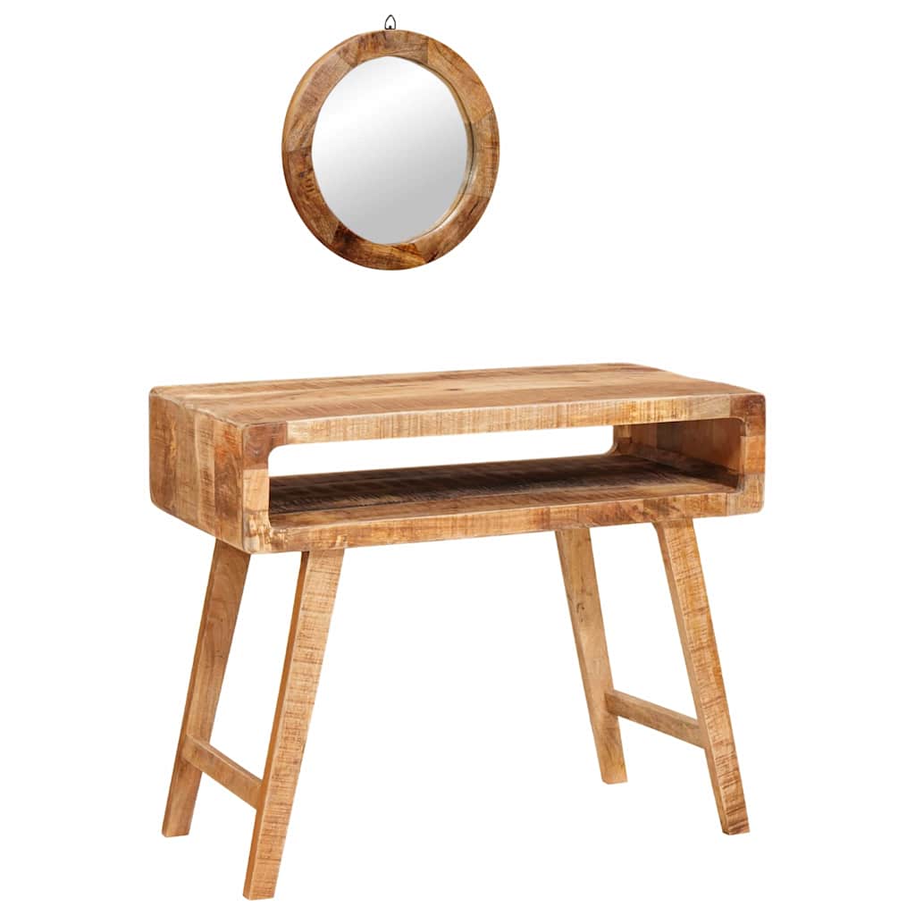 Schminktisch mit Spiegel Braun 90 x 76 x 45 cm Massivholz Mango