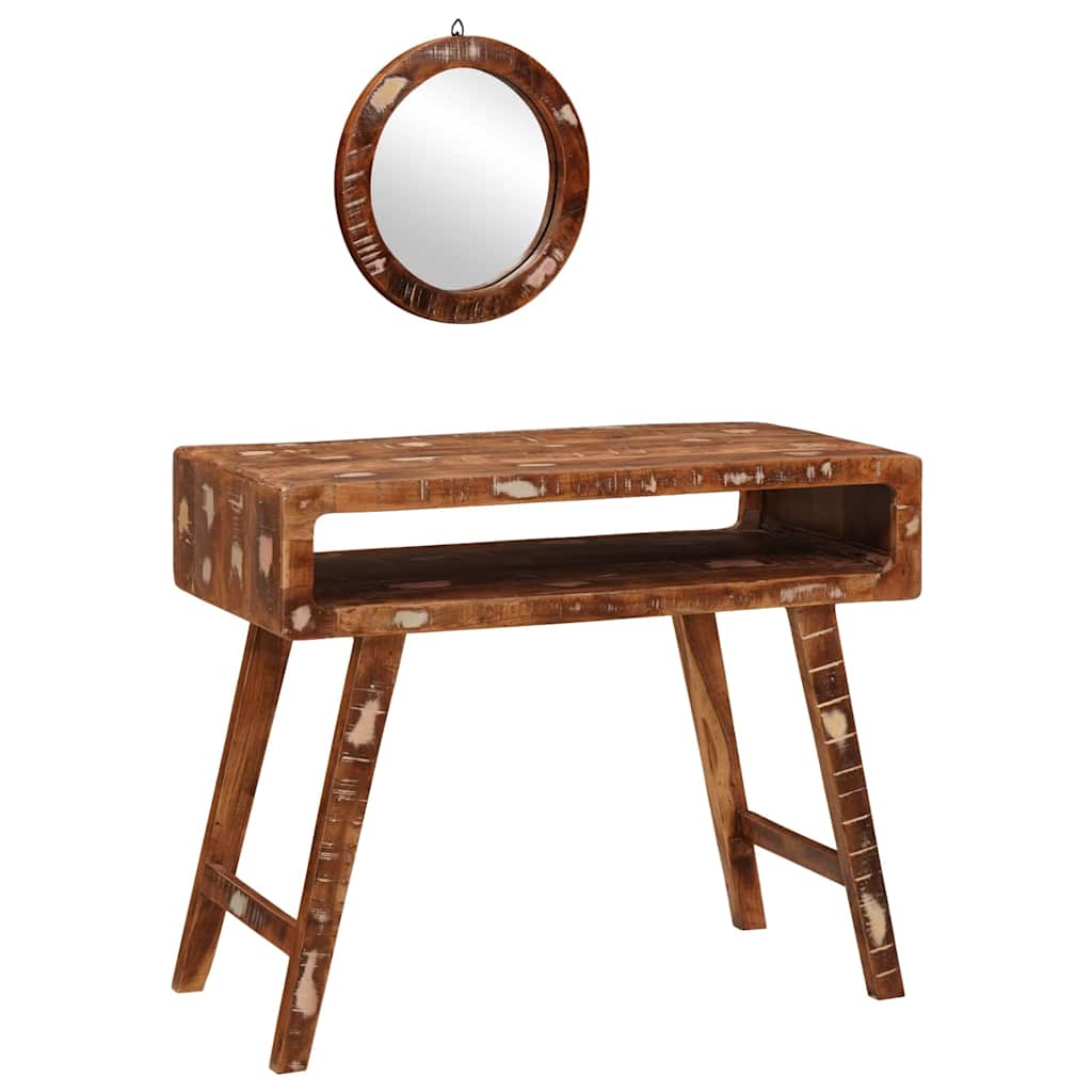 Schminktisch Braun 90 x 76 x 45 cm Massives upgecyceltes Holz