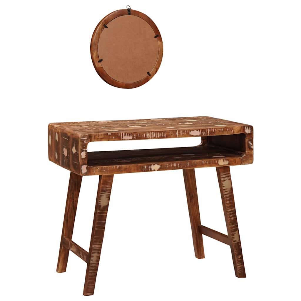 Schminktisch Braun 90 x 76 x 45 cm Massives upgecyceltes Holz