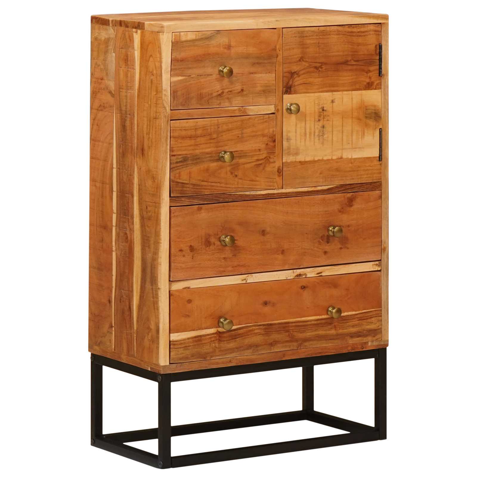 Schubladenkommode Natur 55 x 30 x 90 cm Massivholz Akazie