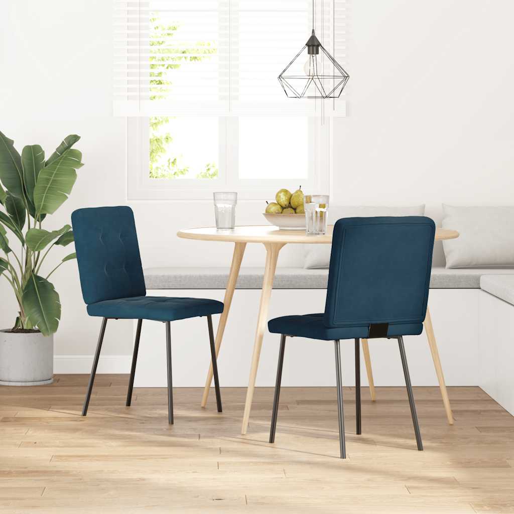 Esszimmerstühle 2 Stk. Blau Samt