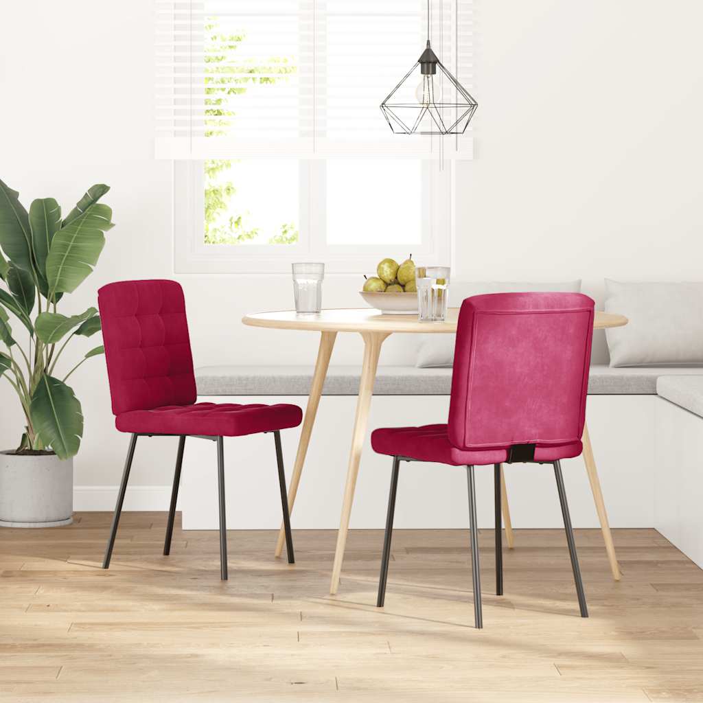 Esszimmerstühle 2 Stk. Weinrot Samt